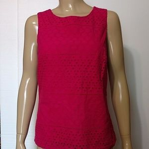 ✓ Banana Republic 10P Fuchsia Pink Eyelet Tank ✓